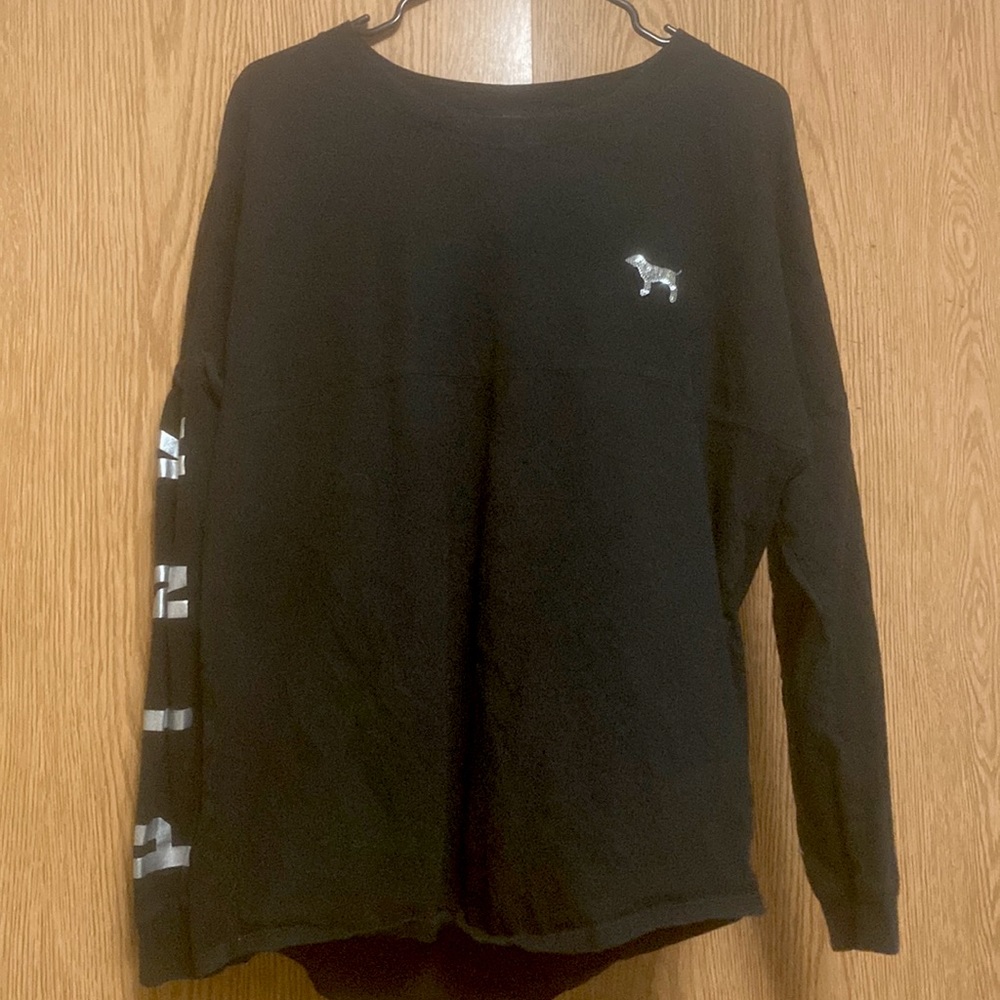PINK Long Sleeve Black T-shirt like new